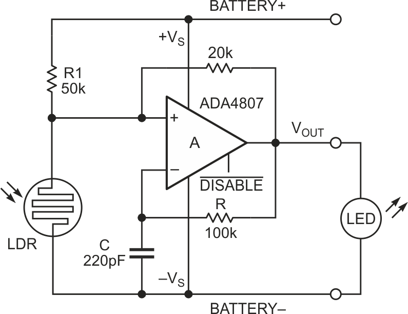 An automatic light sensitive circuit.
