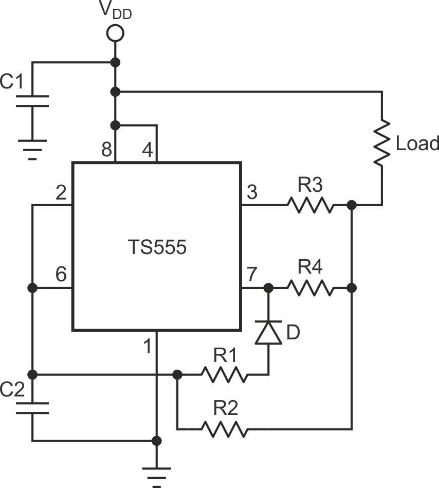 Circuit that combines the sink currents of the Output and Discharge pin of the, doubling the output current.