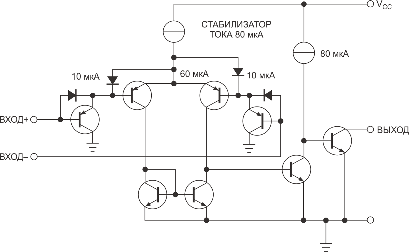 Внутренняя конструкция компаратора LM193 требует, чтобы входные напряжения поддерживались на 2 В ниже напряжения положительной шины.