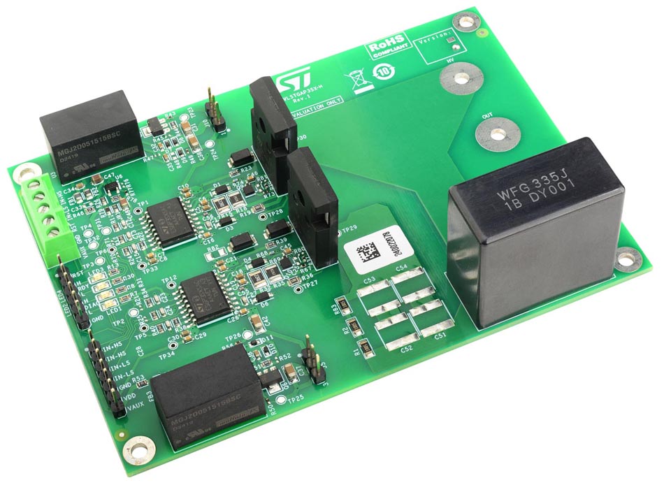 Оценочная плата полумоста для изолированного драйвера затвора SiC MOSFET на основе STGAP3SXS