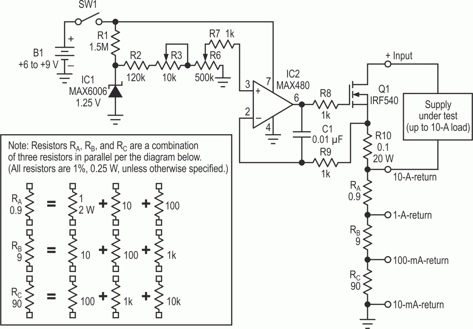 Resistive dummy load draws constant current