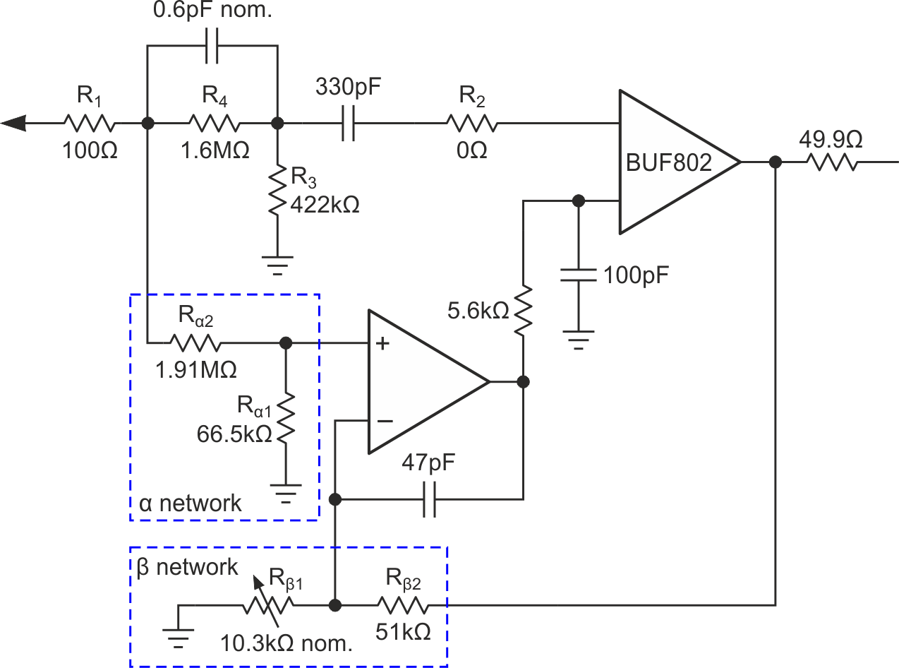 Simplified schematic of the probe input network.