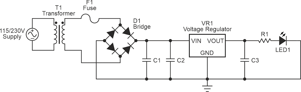 It's not hard to drive an LED indicator from the AC line, but it requires many active and passive components.