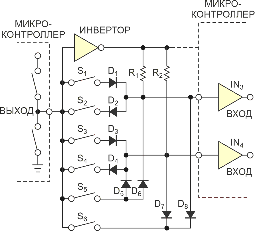 Эту схему можно использовать, чтобы уменьшить количество входов, кодирующих переключатели.