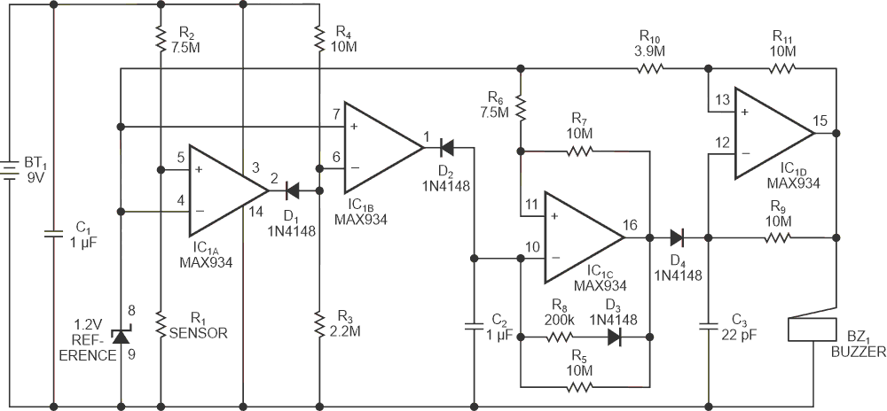 Water-leak detector uses 9V batteries
