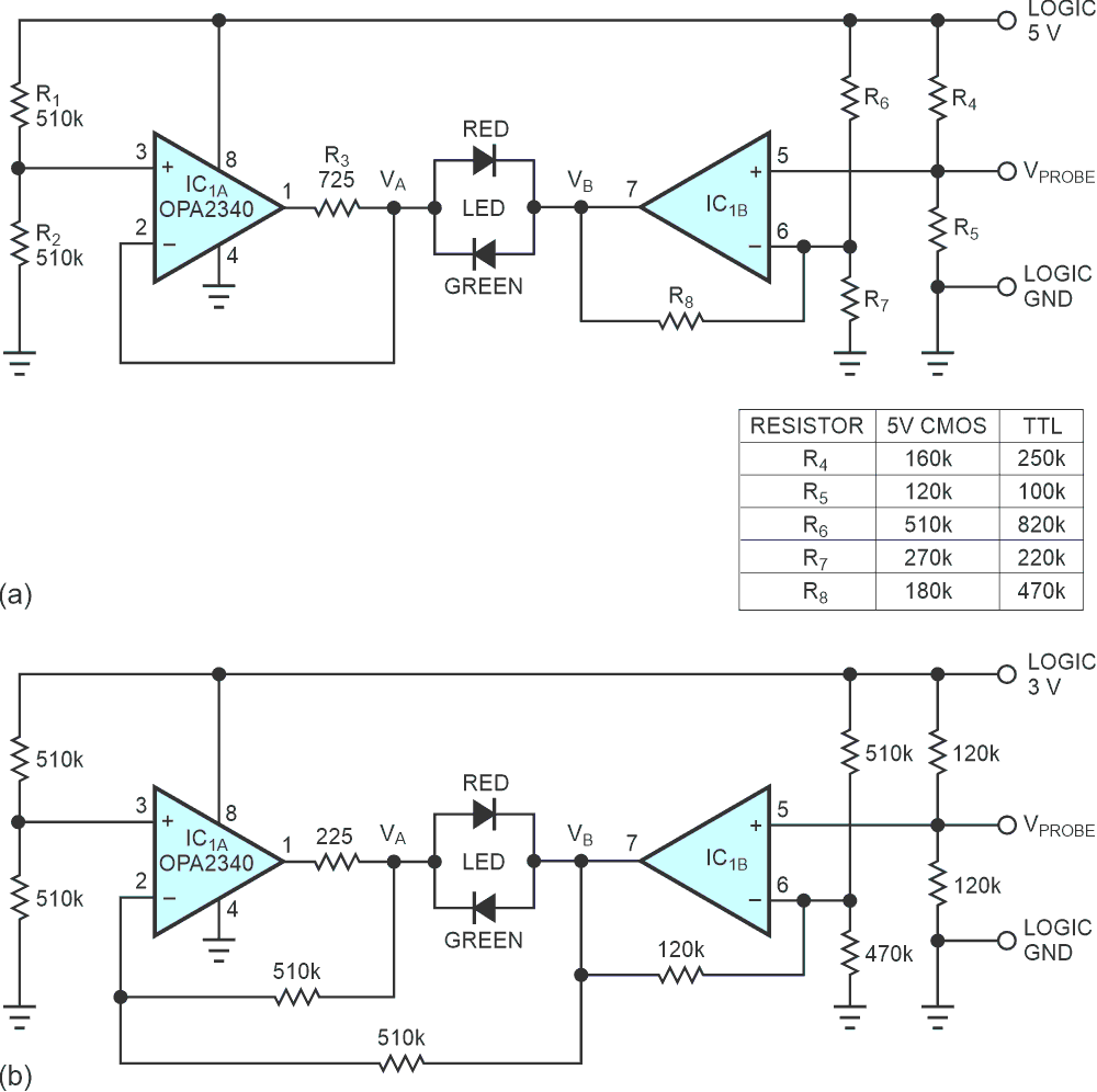 Simple logic probe uses bicolor LED