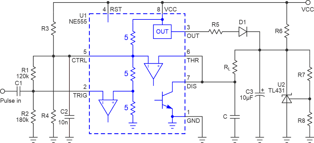 Circuit delivers constant power load