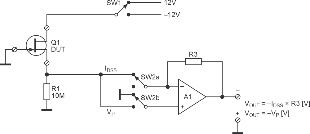 A basic, improved circuit for the JFET IDSS and VP measurement.