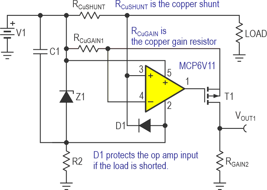 The current drive current sensing circuit is illustrated for high-side sensing.