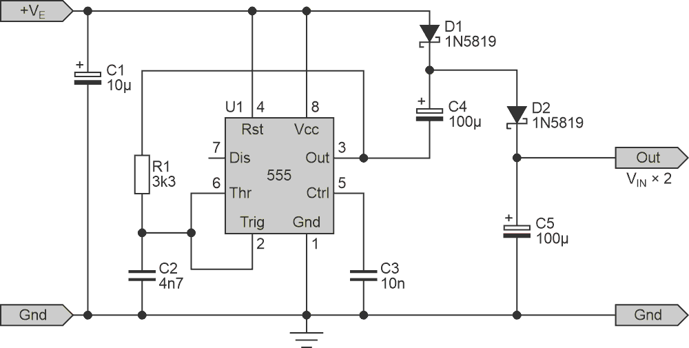 Boost circuit: 12 V in, 24 V out (nominal).