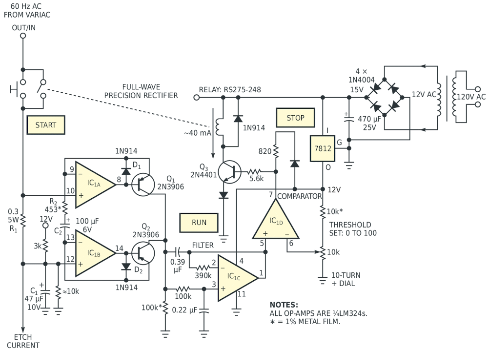 This etch-control circuit produces supersharp microneedles by terminating the etching process at precisely the right time.