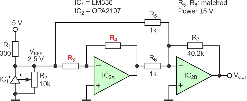 This circuit also provides a perfect 1:1 response, but at a lower cost.