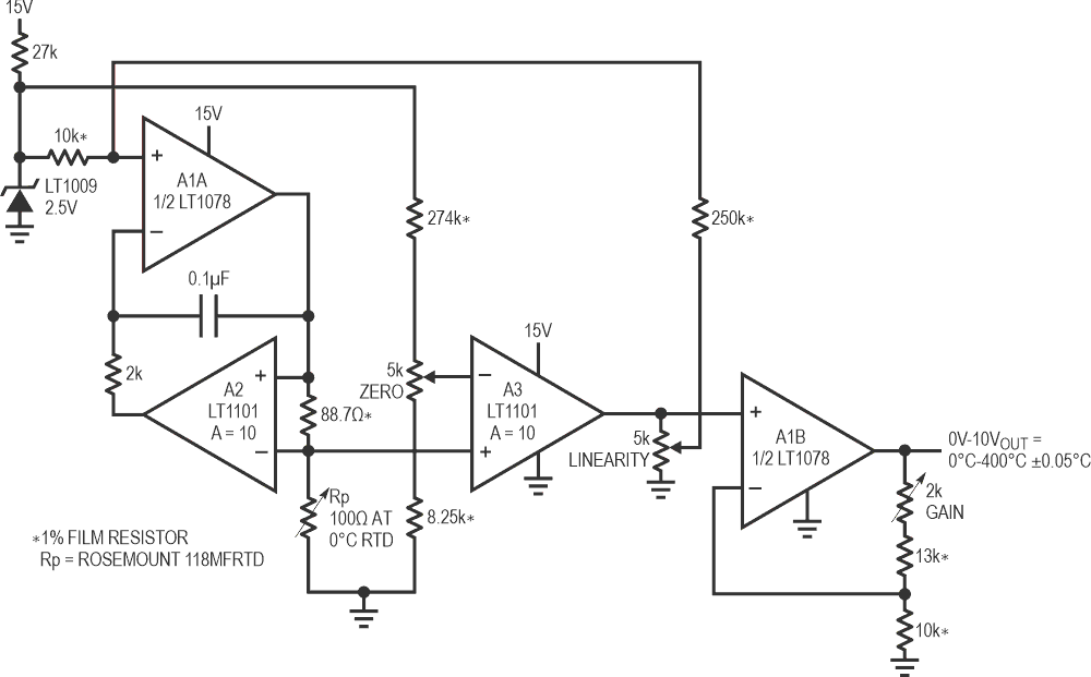 Signal conditioning platinum temperature transducers