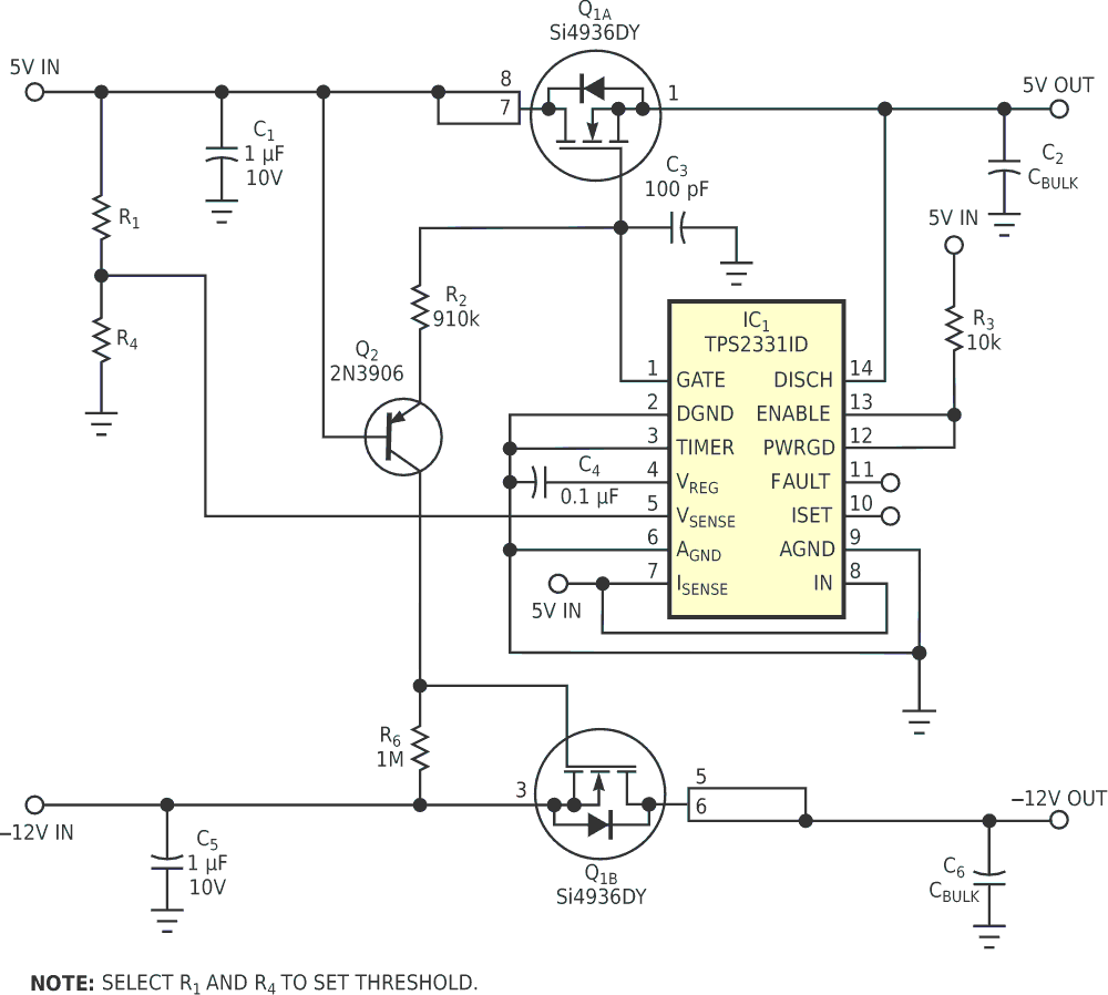 This variation on Figure 1's circuit can handle higher voltages.