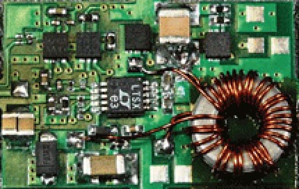 The complete power supply fits onto a 23×15×3.5-mm PCB.
