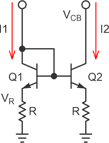 Токовое зеркало с использованием вырождения эмиттера.