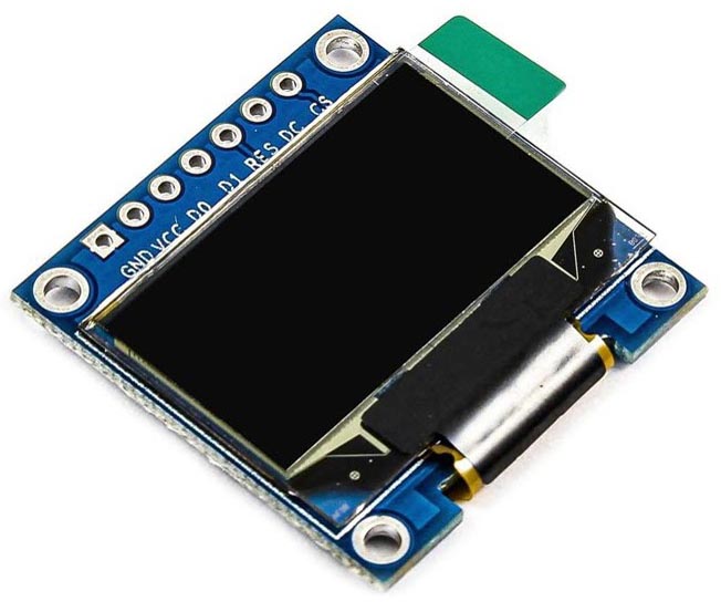 A picture of the 0.96-inch 128×64 yellow-blue SPI OLED display.