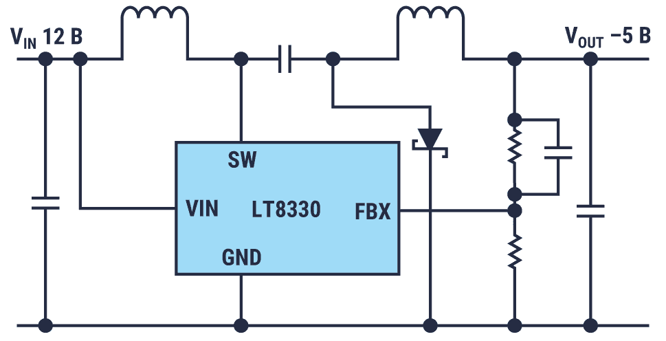Пример схемы регулятора Кука с микросхемой LT8330.