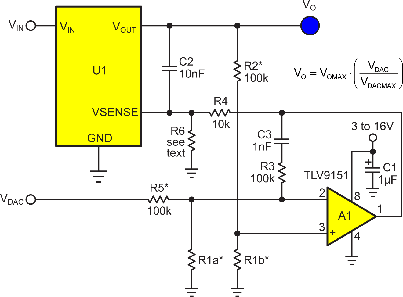 DAC control of a regulator while ignoring its internal voltage reference.