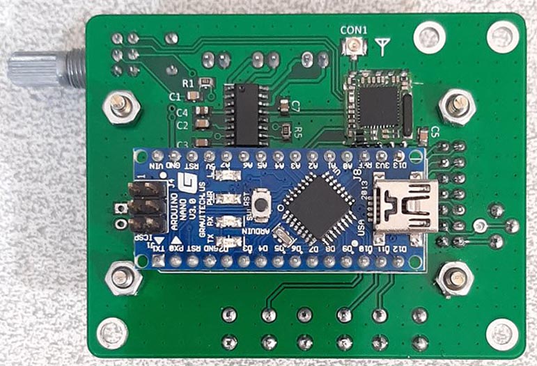 Assembled PCB board (bottom view).