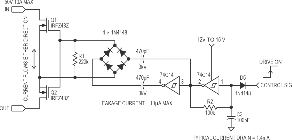 Charge coupled MOSFET relay