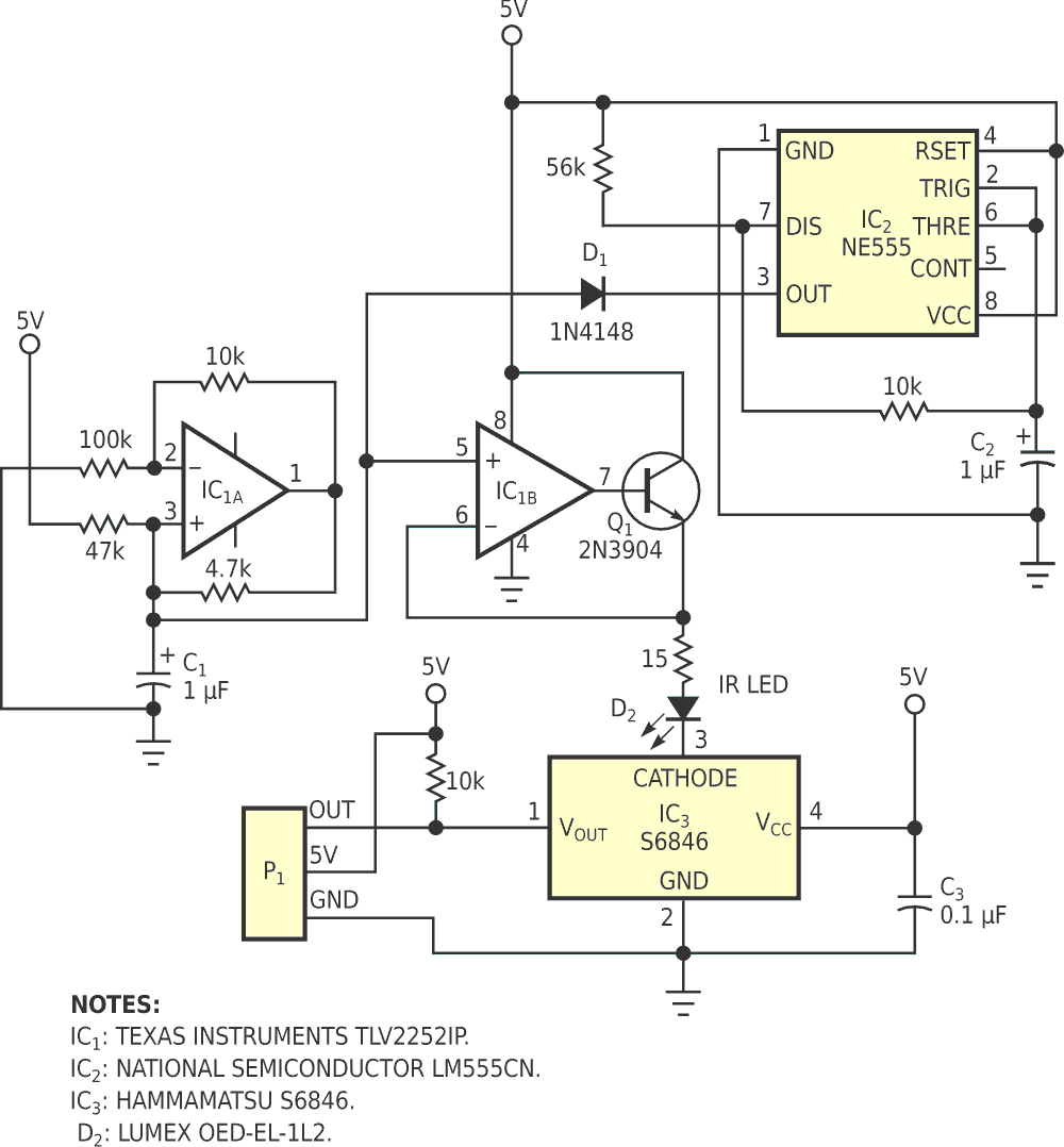 This circuit detects distances considerably lower than commercial IR rangers.