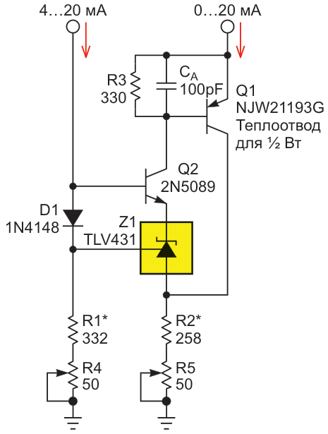 Потенциометры R4 и R5 позволяют выполнить точную ручную подстройку после сборки.