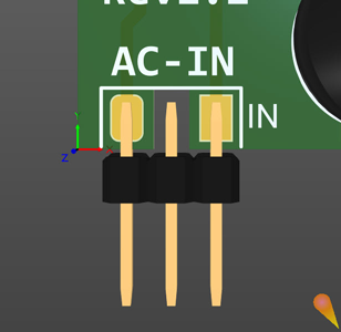 An isolation gap (creepage area) around the middle pin of the header.