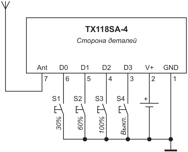 Принципиальная схема пульта управления.