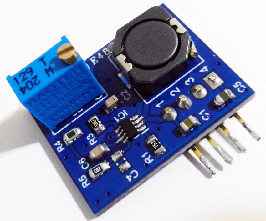 The first prototype (an older version) of the buck converter.