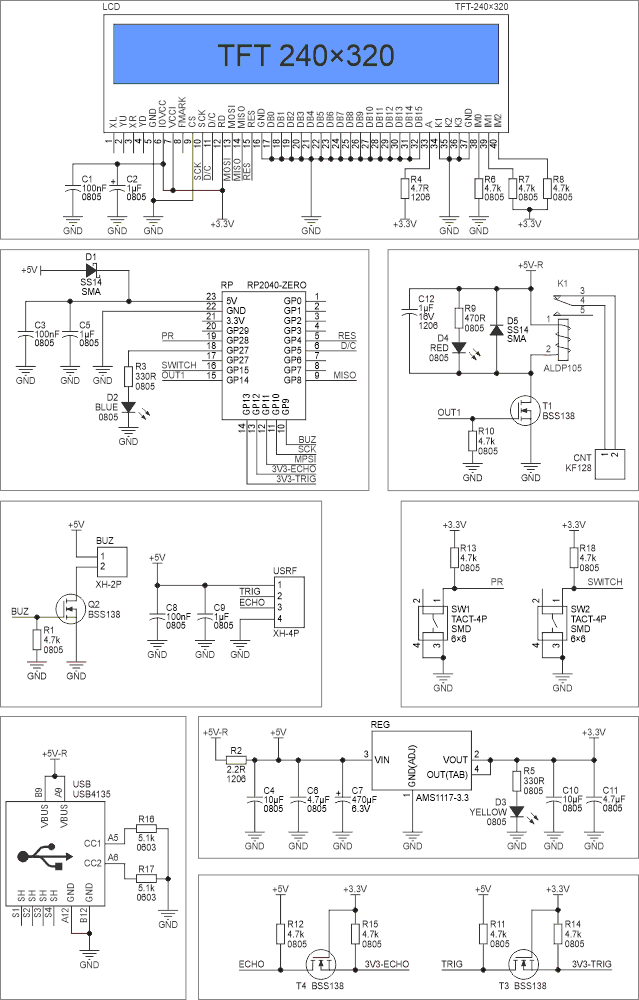 Schematic diagram of the ultrasonic range finder.