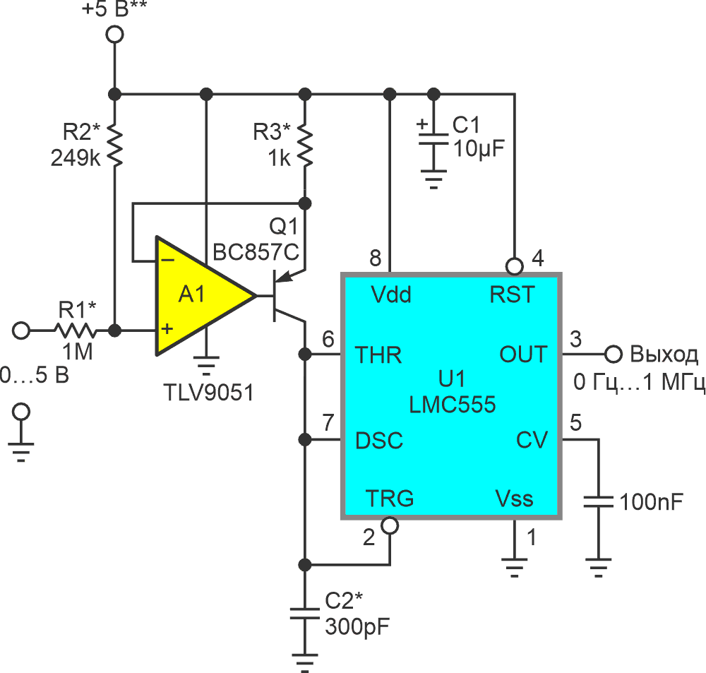 Компоненты, отмеченные звездочкой, являются прецизионными, в том числе источник питания +5 В, но чего-то не хватает.