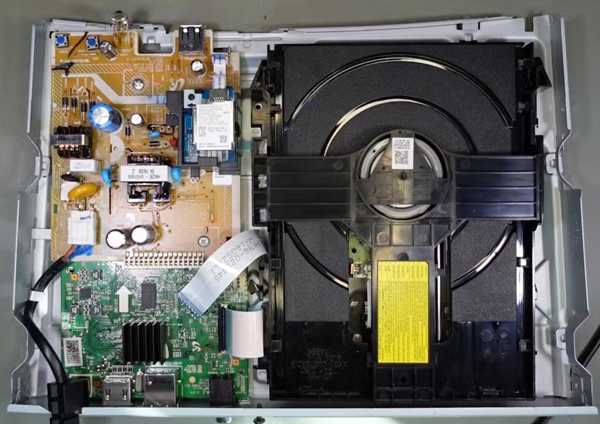 Guts of a Samsung BD-J5900 Blu-ray player.