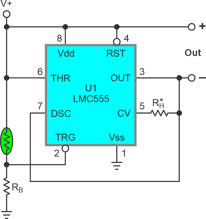 Cooling configuration: Setpoint thermistor resistance = 2RB.