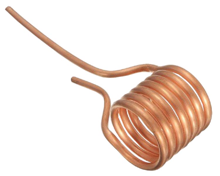The coil consists of spaced turns of copper tubing.