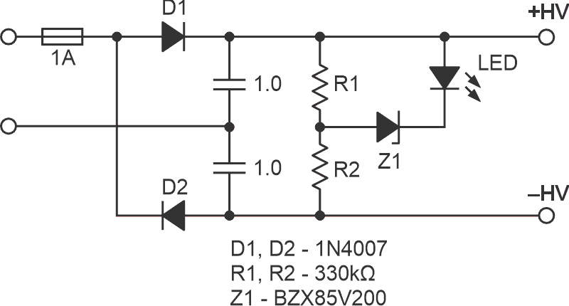 This simple circuit supports confirmation of valid (or not) surge voltage protection.
