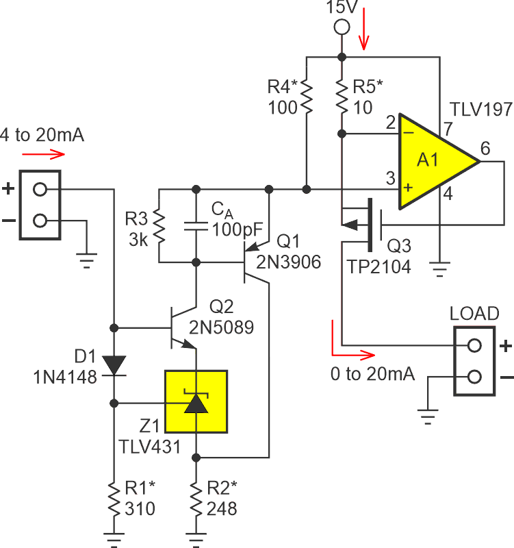 This circuit adds an active current mirror to its predecessor to drive a grounded load.