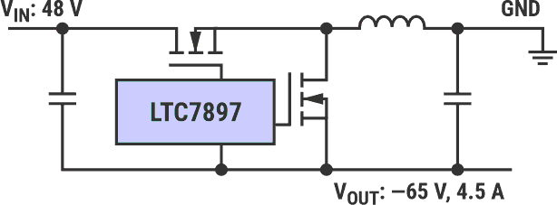 An inverting topology where high voltage capability is particularly important (simplified circuit).