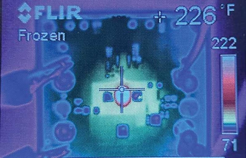 Saturated inductor heat dissipation is 226 °F (107.78 °C).