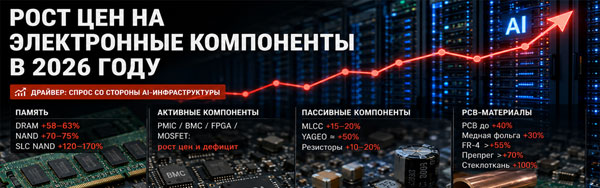 Рост цен на электронные компоненты в 2026 году: где формируется дефицит