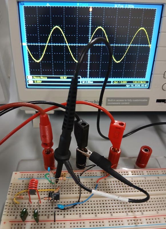 The circuit was breadboarded, versus simply simulated, to more definitively validate its functionality.