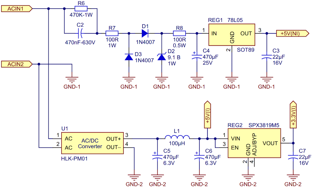 The power supply section of the circuit.