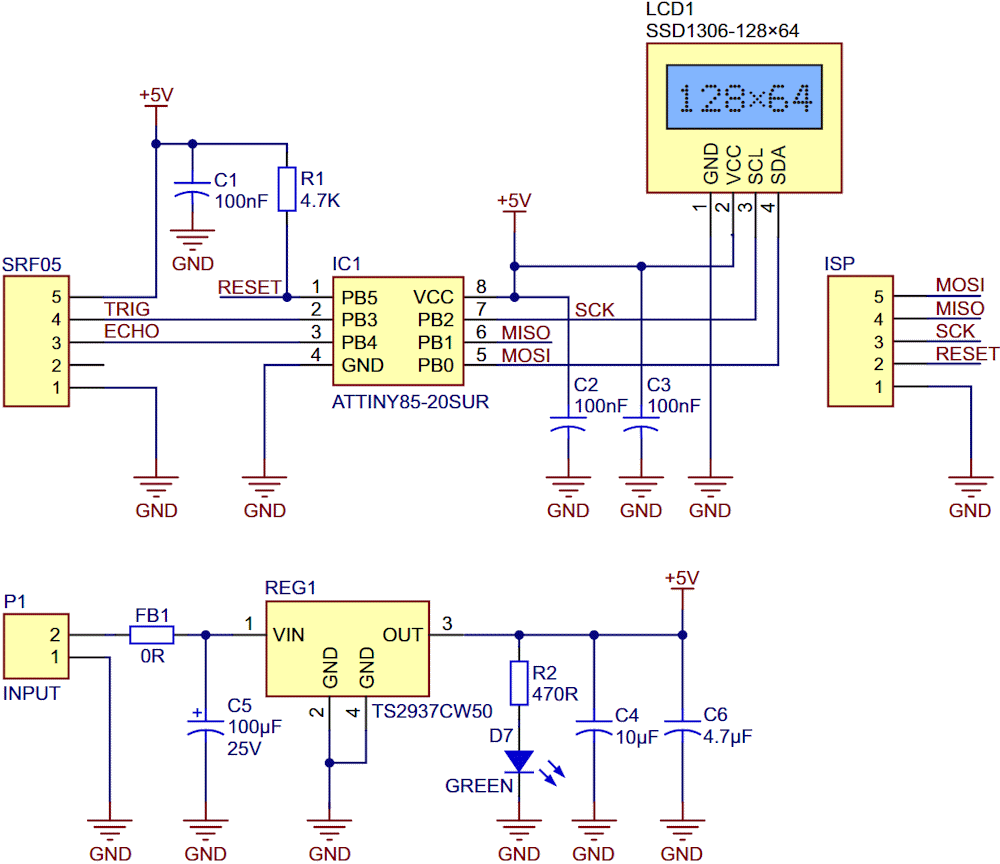 Schematic diagram of the ultrasonic range finder.