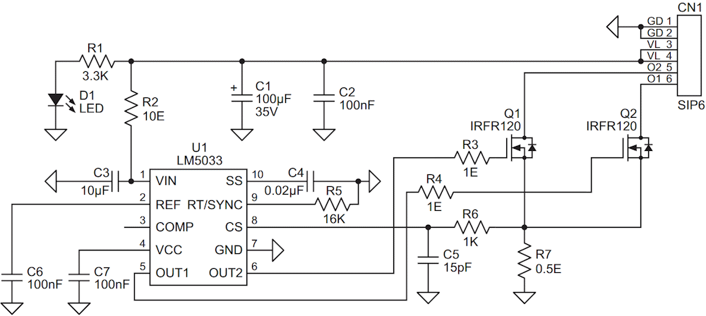 Schematic diagram of a PWM controller.