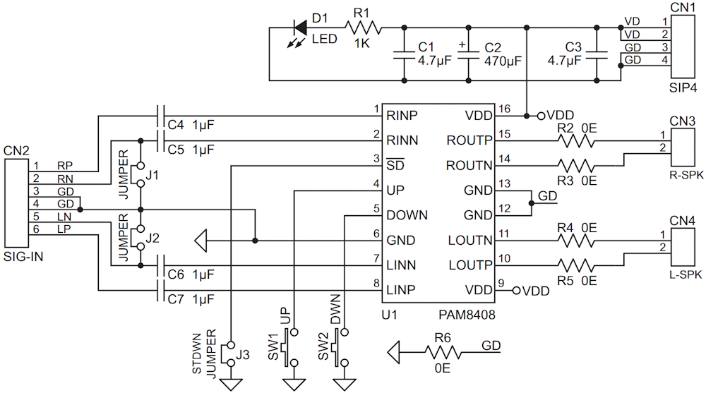 Schematic diagram of a class-D amplifier.