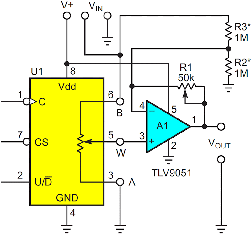 If R1 = R2 × (scale error) then the errors disappear and VOUT = VIN(RWA/RBA).
