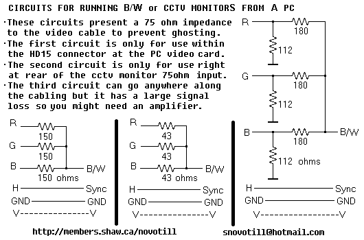 Rgb To Monochrome converter - Matches impedance of PC to CCTV monitor