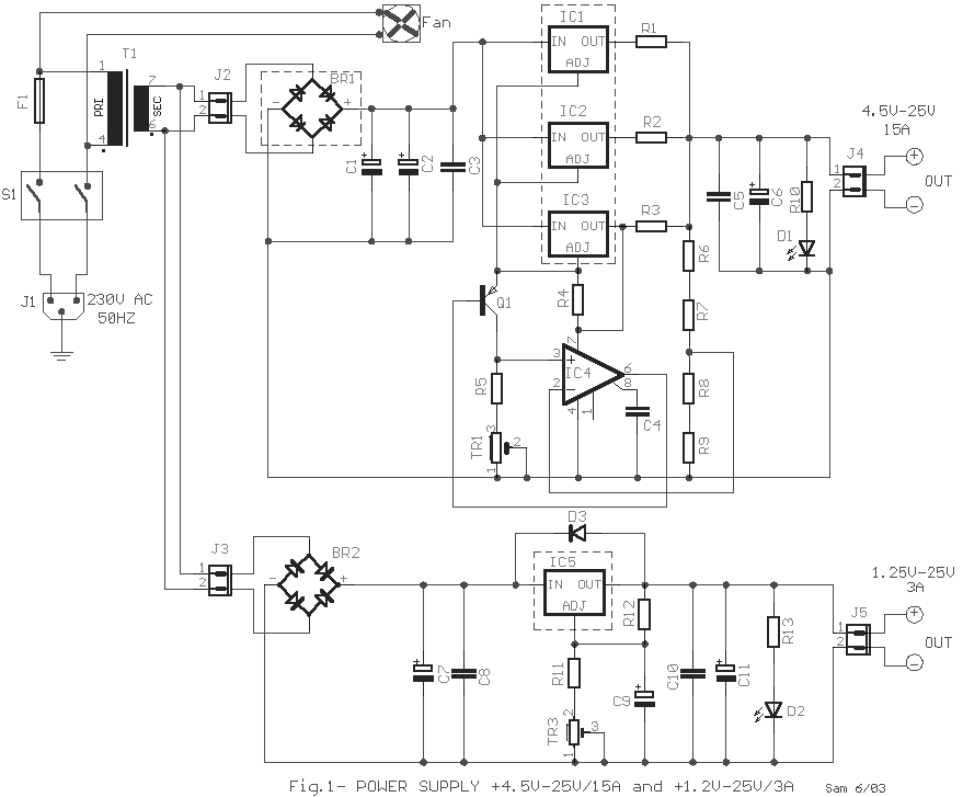 Power supply 20V 15A and 12V 3A